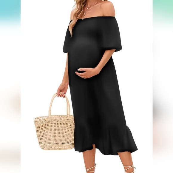 Large loose fitting off the shoulder Midi dress - Picture 1 of 8